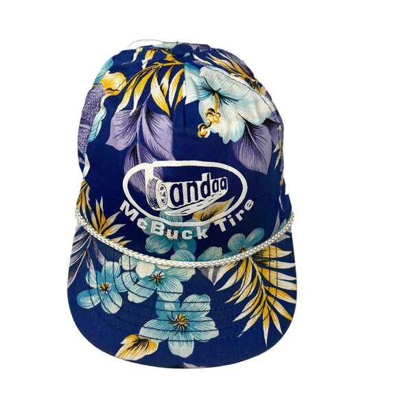 Bandag McBuck Tire Vintage Floral Hawaiian Snapback Hat Cap Kalamazoo Michigan - Picture 1 of 10